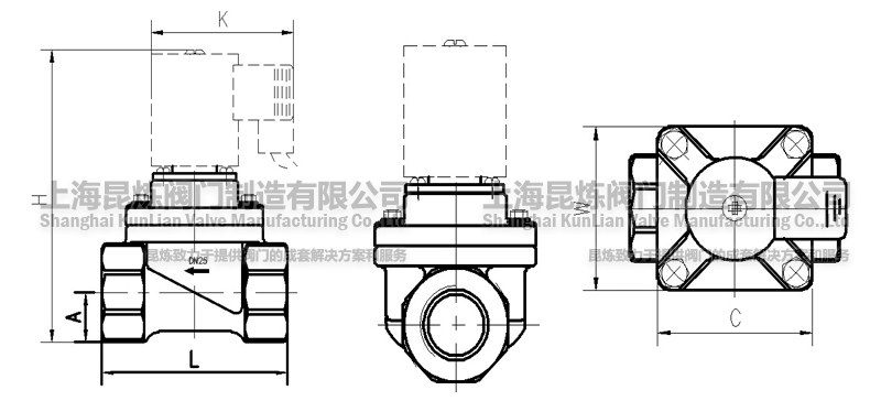 CPVC塑料電磁閥螺紋結構圖- 上海昆煉閥門制造有限公司 CPVC塑料電磁閥螺紋結構圖- 上海昆煉閥門制造有限公司