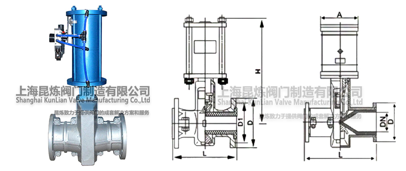 GJ6K41X-6L常開式氣動管夾閥結構圖- 上海昆煉閥門制造有限公司 GJ6K41X-6L常開式氣動管夾閥結構圖- 上海昆煉閥門制造有限公司