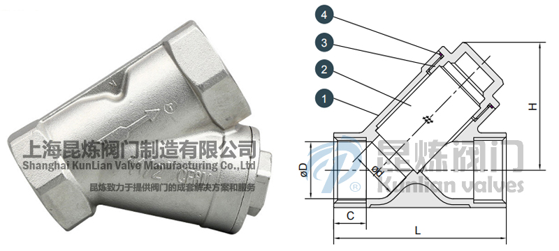 GL11H-Y型不銹鋼絲扣過濾器結(jié)構(gòu)圖- 上海昆煉閥門制造有限公司 GL11H-Y型不銹鋼絲扣過濾器結(jié)構(gòu)圖- 上海昆煉閥門制造有限公司