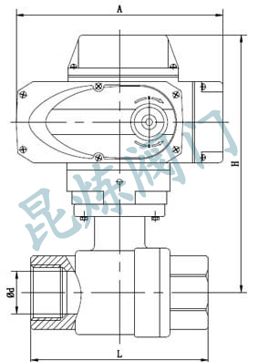 Q911F電動二片式球閥結構圖- 上海昆煉閥門制造有限公司 Q911F電動二片式球閥結構圖- 上海昆煉閥門制造有限公司