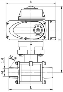 Q911F電動三片式球閥結構圖- 上海昆煉閥門制造有限公司 Q911F電動三片式球閥結構圖- 上海昆煉閥門制造有限公司